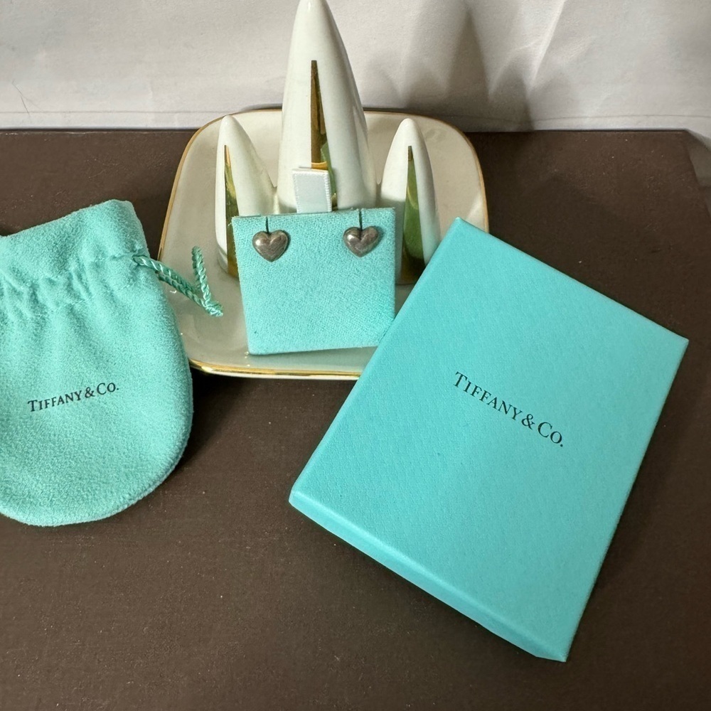 Tiffany & Co Silver puffed heart earrings
